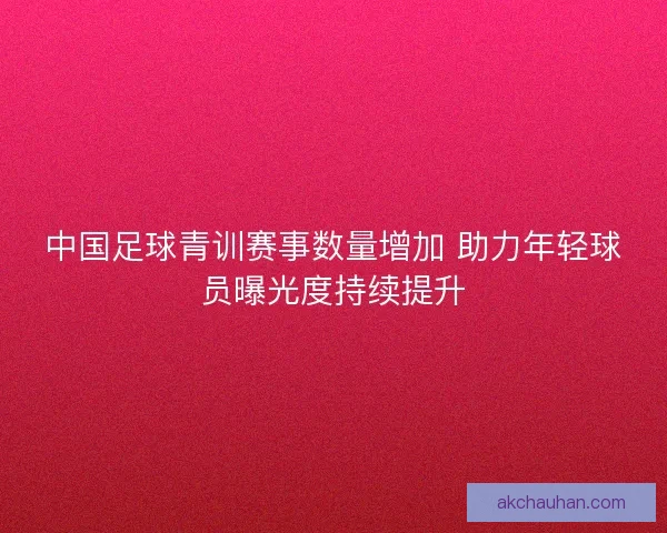 中国足球青训赛事数量增加 助力年轻球员曝光度持续提升
